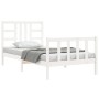 White solid wood bed frame with headboard 100x200 cm by , Beds and slatted bases - Ref: Foro24-3191962, Price: 130,15 €, Disc...
