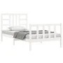 White solid wood bed frame with headboard 100x200 cm by , Beds and slatted bases - Ref: Foro24-3191962, Price: 128,18 €, Disc...