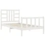 White solid wood bed frame with headboard 100x200 cm by , Beds and slatted bases - Ref: Foro24-3191962, Price: 128,18 €, Disc...