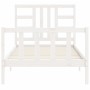 Weißer Massivholzbettrahmen mit Kopfteil 100x200 cm von , Betten und Lattenroste - Ref: Foro24-3191962, Preis: 130,15 €, Raba...