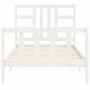 White solid wood bed frame with headboard 100x200 cm by , Beds and slatted bases - Ref: Foro24-3191962, Price: 128,18 €, Disc...
