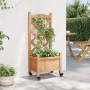 Jardinera con enrejado y ruedas madera maciza de abeto marrón en Maceteros y jardineras | Comprar online en Foro24