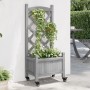 Jardinera con enrejado y ruedas madera maciza de abeto gris en Maceteros y jardineras | Comprar online en Foro24