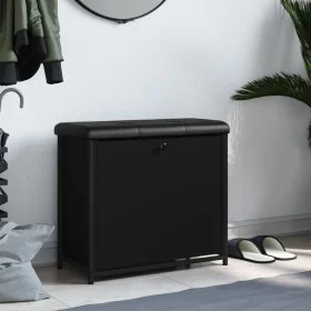 Banco zapatero con cajón abatible negro 62x32x56 cm by , Benches for halls and storage - Ref: Foro24-835117, Price: 69,90 €, ...