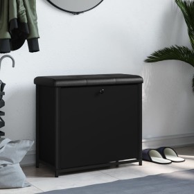 Banco zapatero con cajón abatible negro 62x32x56 cm by , Benches for halls and storage - Ref: Foro24-835117, Price: 70,79 €, ...