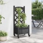 Jardinera con enrejado y ruedas madera maciza de abeto negro en Maceteros y jardineras | Comprar online en Foro24