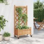 Jardinera con enrejado y ruedas madera maciza de abeto marrón en Maceteros y jardineras | Comprar online en Foro24