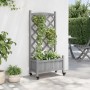 Jardinera con enrejado y ruedas madera maciza de abeto gris en Maceteros y jardineras | Comprar online en Foro24