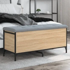 Bank mit Stauraum aus Eichenholz in Sonoma-Farbe, 102x42x45 cm. von , Bänke für Hallen und Lager - Ref: Foro24-835148, Preis:...
