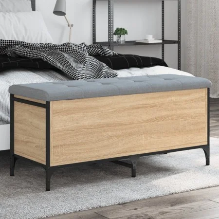 Banco con almacenaje madera ingeniería roble Sonoma 102x42x45cm by , Benches for halls and storage - Ref: Foro24-835148, Pric...