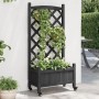 Jardinera con enrejado y ruedas madera maciza de abeto negro en Maceteros y jardineras | Comprar online en Foro24