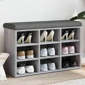 Banco zapatero madera de ingeniería gris Sonoma 82x32x50 cm by , Benches for halls and storage - Ref: Foro24-835108, Price: 7...