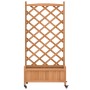 Jardinera con enrejado y ruedas madera maciza de abeto marrón en Maceteros y jardineras | Comprar online en Foro24