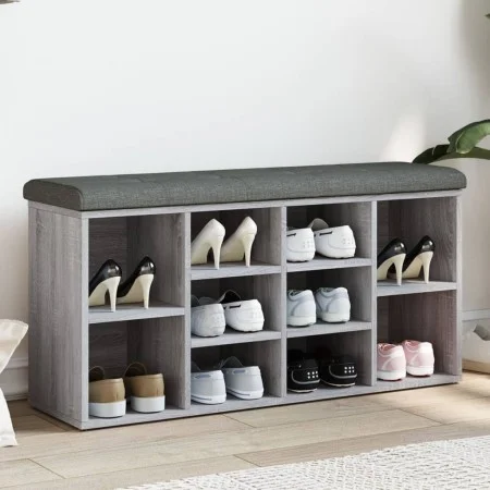 Banco zapatero madera de ingeniería gris Sonoma 102x32x50 cm by , Benches for halls and storage - Ref: Foro24-835115, Price: ...