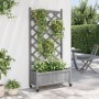 Jardinera con enrejado y ruedas madera maciza de abeto gris en Maceteros y jardineras | Comprar online en Foro24