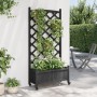Jardinera con enrejado y ruedas madera maciza de abeto negro en Maceteros y jardineras | Comprar online en Foro24