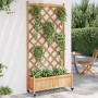 Jardinera con enrejado y ruedas madera maciza de abeto marrón en Maceteros y jardineras | Comprar online en Foro24