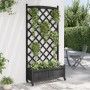 Jardinera con enrejado y ruedas madera maciza de abeto negro en Maceteros y jardineras | Comprar online en Foro24