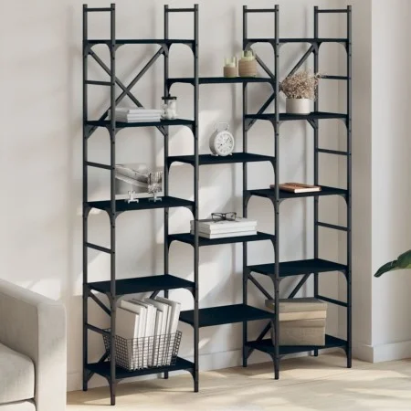 Estantería madera de ingeniería negra 127,5x28,5x172,5 cm by , Bookcases and shelves - Ref: Foro24-838868, Price: 109,73 €, D...