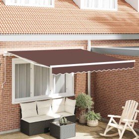 Toldo retráctil manual marrón 300x250 cm en Toldos | Comprar online en Foro24