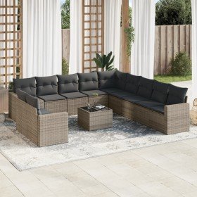 Set de sofás de jardín 12 pzas con cojines ratán sintético gris en Sofás modulares de exterior | Comprar online en Foro24