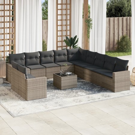 Set de sofás de jardín 12 pzas con cojines ratán sintético gris en Sofás modulares de exterior | Comprar online en Foro24
