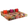 Puf modular de 3 plazas de tela patchwork