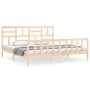 Double bed frame with solid wood headboard by , Beds and slatted bases - Ref: Foro24-3193091, Price: 165,21 €, Discount: %