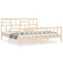 Double bed frame with solid wood headboard by , Beds and slatted bases - Ref: Foro24-3193091, Price: 162,82 €, Discount: %
