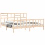 Double bed frame with solid wood headboard by , Beds and slatted bases - Ref: Foro24-3193091, Price: 165,21 €, Discount: %