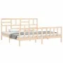 Double bed frame with solid wood headboard by , Beds and slatted bases - Ref: Foro24-3193091, Price: 162,82 €, Discount: %