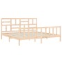 Double bed frame with solid wood headboard by , Beds and slatted bases - Ref: Foro24-3193091, Price: 165,21 €, Discount: %