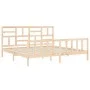 Double bed frame with solid wood headboard by , Beds and slatted bases - Ref: Foro24-3193091, Price: 162,82 €, Discount: %