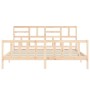 Double bed frame with solid wood headboard by , Beds and slatted bases - Ref: Foro24-3193091, Price: 165,21 €, Discount: %