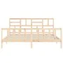 Double bed frame with solid wood headboard by , Beds and slatted bases - Ref: Foro24-3193091, Price: 162,82 €, Discount: %