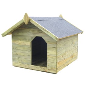 Casa de perros de jardín tejado abierto madera pino impregnada
