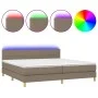 Box spring bed with LED mattress taupe gray fabric 200x200 cm by , Beds and slatted bases - Ref: Foro24-3133745, Price: 628,4...