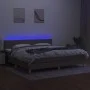 Box spring bed with LED mattress taupe gray fabric 200x200 cm by , Beds and slatted bases - Ref: Foro24-3133745, Price: 628,4...