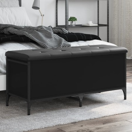 Engineered wood storage bench in black, 102x42x45 cm by , Benches for halls and storage - Ref: Foro24-835147, Price: 91,31 €,...