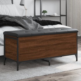 Engineered wood storage bench in brown oak, 102x42x45cm. by , Benches for halls and storage - Ref: Foro24-835151, Price: 90,4...