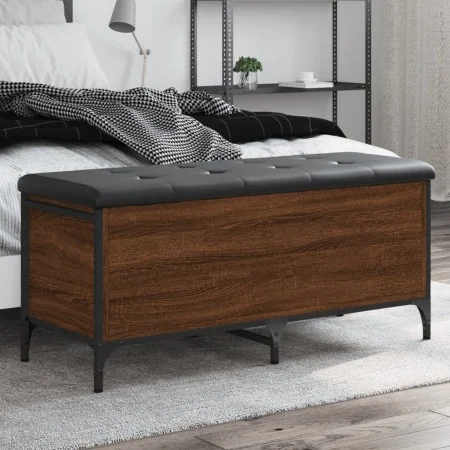 Bank mit Stauraum Technik Holz Eiche braun 102x42x45cm von , Bänke für Hallen und Lager - Ref: Foro24-835151, Preis: 89,42 €,...