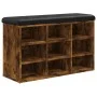 Banco zapatero madera de ingeniería roble ahumado 82x32x50 cm de , Bancos para recibidores y almacenamiento - Ref: Foro24-835...