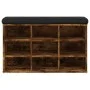 Banco zapatero madera de ingeniería roble ahumado 82x32x50 cm de , Bancos para recibidores y almacenamiento - Ref: Foro24-835...