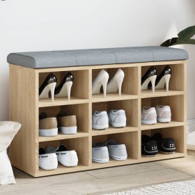 Shoe bench engineered wood Sonoma oak 82x32x50 cm by , Benches for halls and storage - Ref: Foro24-835105, Price: 65,10 €, Di...