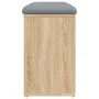 Shoe bench engineered wood Sonoma oak 82x32x50 cm by , Benches for halls and storage - Ref: Foro24-835105, Price: 65,62 €, Di...