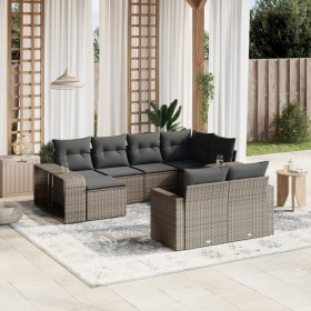 Set de sofás de jardín 10 pzas con cojines ratán sintético gris en Sofás modulares de exterior | Comprar online en Foro24