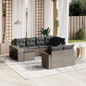 Set de sofás de jardín 10 pzas con cojines ratán sintético gris en Sofás modulares de exterior | Comprar online en Foro24