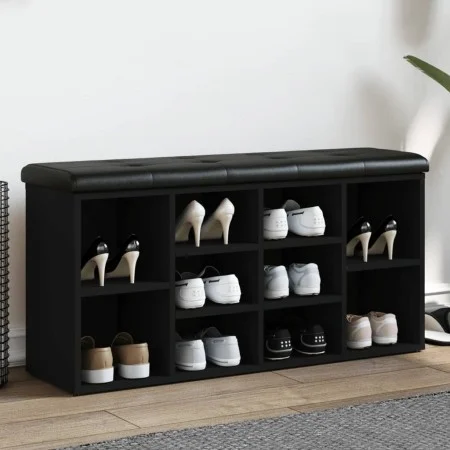 Engineered wood black shoemaker bench 102x32x50 cm by , Benches for halls and storage - Ref: Foro24-835111, Price: 80,91 €, D...