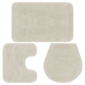 Weißes 3-teiliges Badematten-Set aus Stoff von vidaXL, Teppiche und Badematten - Ref: Foro24-133224, Preis: 24,87 €, Rabatt: %