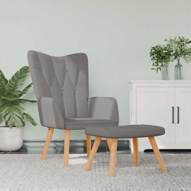 Sillón de relax con reposapiés de tela gris taupé en Sillones | Comprar online en Foro24